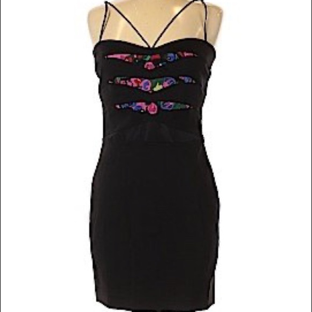 Floral Slip Dress w/Garden-Print Inlay